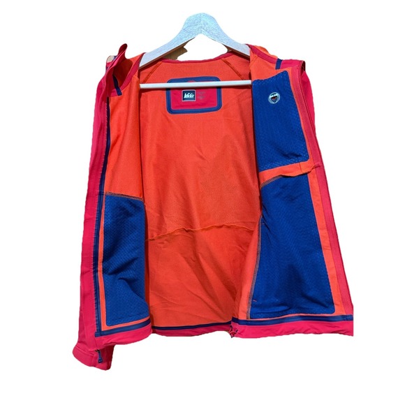 REI Jacket Womens XS Red‎ Full Zip Windbreaker Rain Resistant Hooded Zip Pockets - Picture 9 of 10